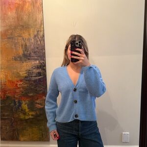 Ganni Light Blue Button-Up Cardigan